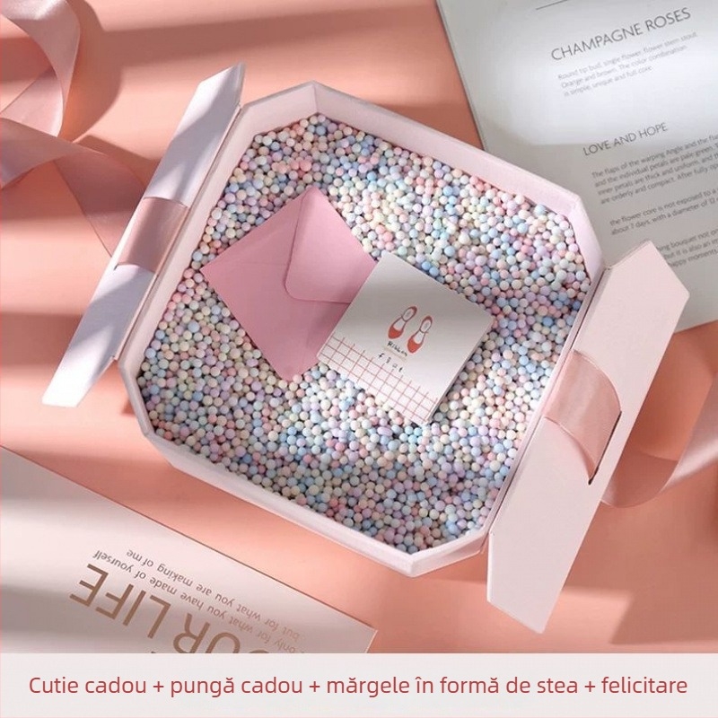 Cutie cadou de Ziua Îndrăgostiților, roz cu uși duble, set de suveniruri de nuntă cu bomboane și ciocolată, ambalaj pentru îngrijirea pielii și produse cosmetice