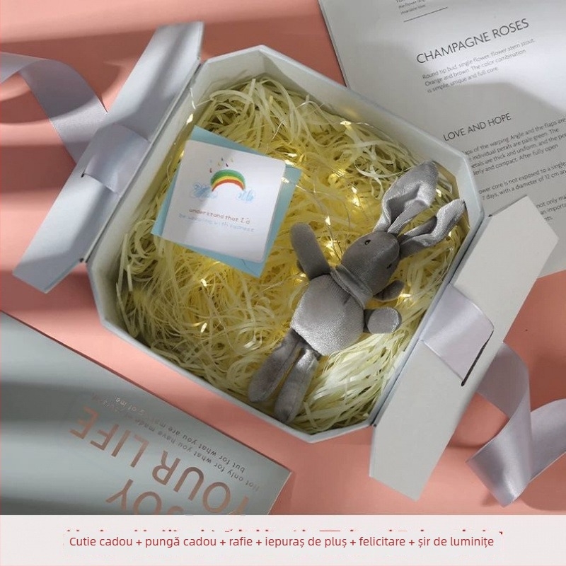Cutie cadou de Ziua Îndrăgostiților, roz cu uși duble, set de suveniruri de nuntă cu bomboane și ciocolată, ambalaj pentru îngrijirea pielii și produse cosmetice