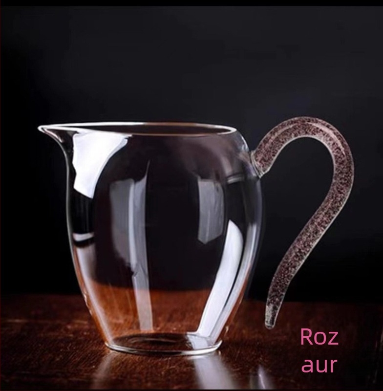 Pahar de ceai din sticlă borosilicat rezistentă la căldură, cu mâner colorat, pentru servirea ceaiului