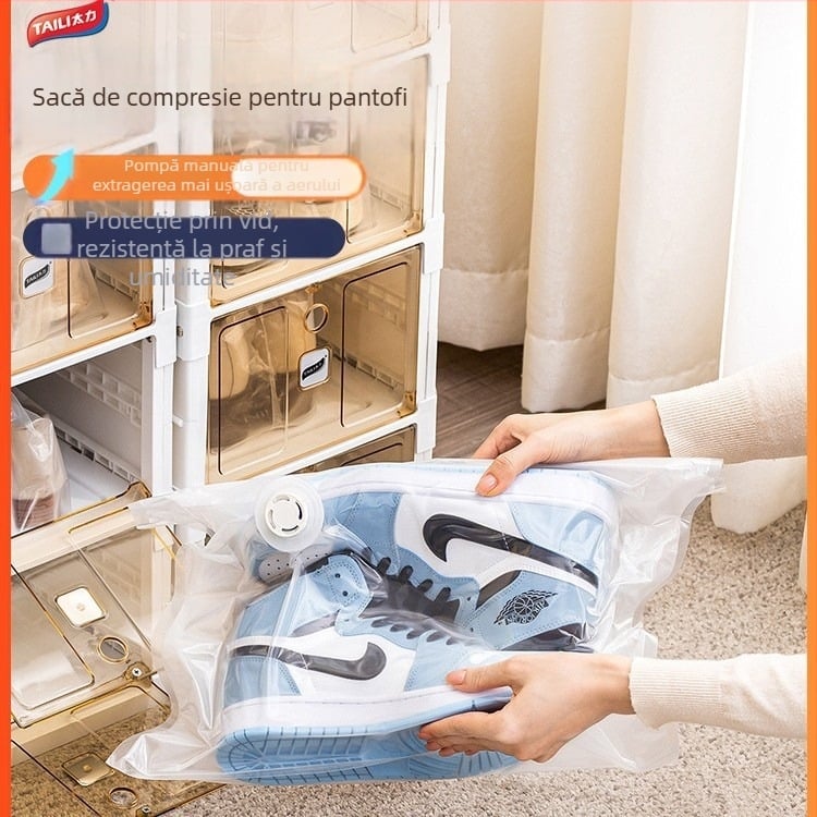 Taili geantă de depozitare pentru pantofi cu compresie vid pentru adidași — protecție împotriva oxidării, umezelii, mucegaiului, îngălbenirii, prafului, sigilată