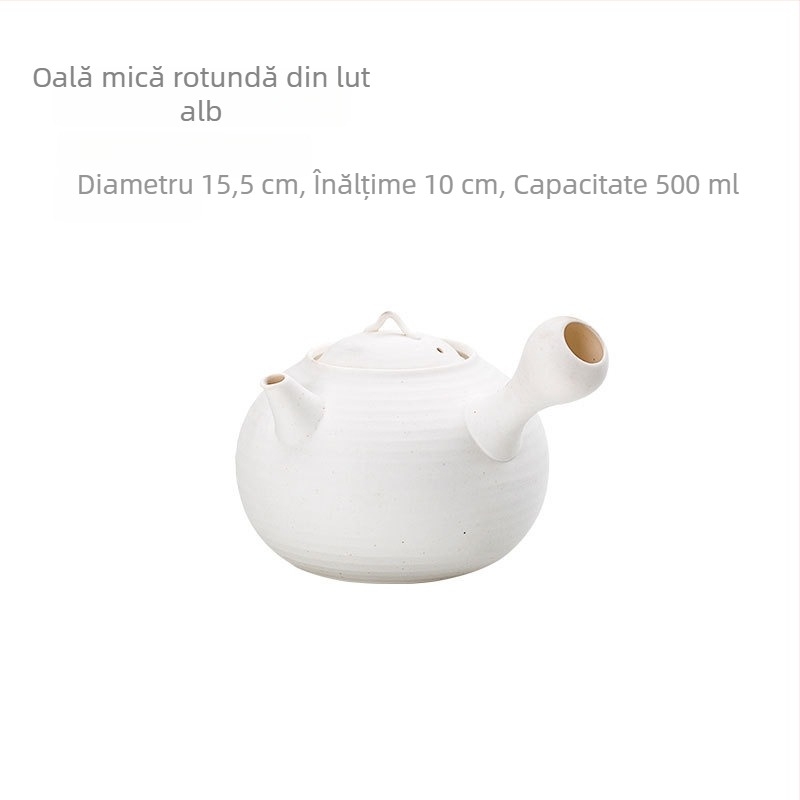 Aragaz pentru ceai din lut alb, ceramică, stil clasic, cu două utilizări