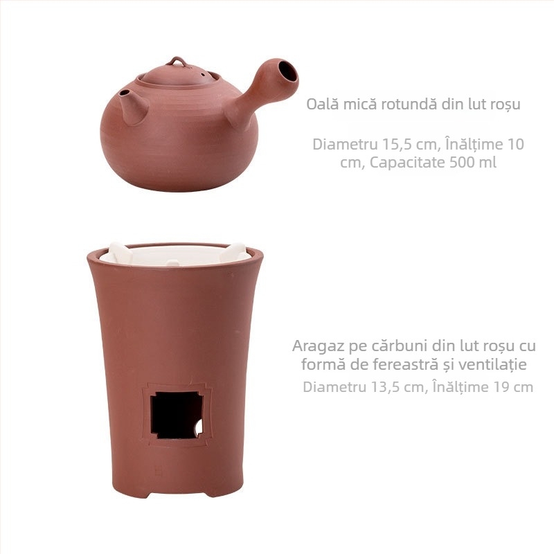 Aragaz pentru ceai din lut alb, ceramică, stil clasic, cu două utilizări