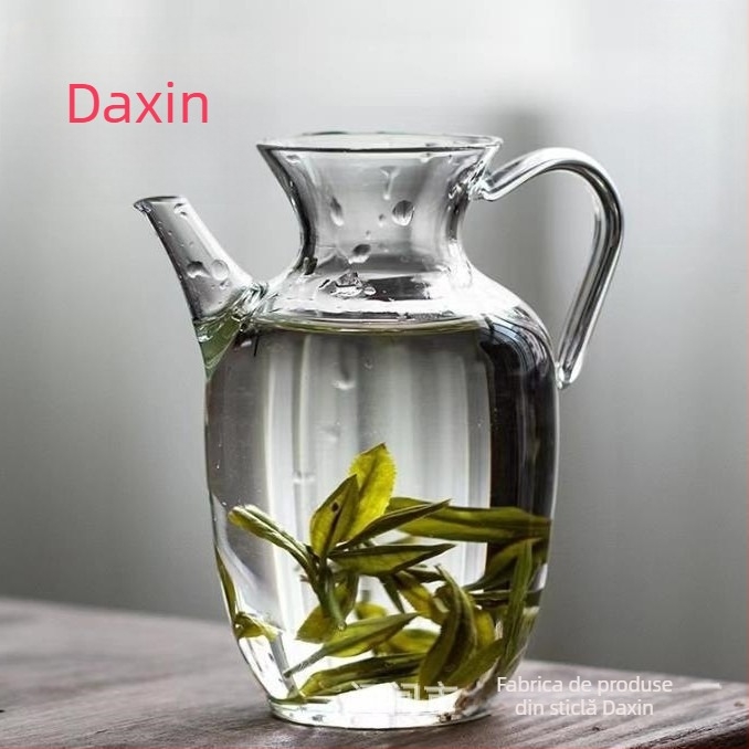 Ceainic din sticlă cu design inspirat din Dinastia Song, set de ceai din sticlă borosilicată rezistentă la căldură