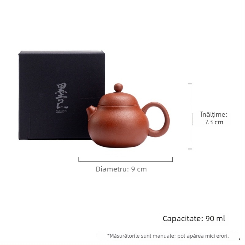 Ceainic Mo Ji din lut purpuriu cu aspect cu coajă de portocală, set Gongfu pentru ceai, formă tradițională, filtru cu bilă, pentru uz casnic