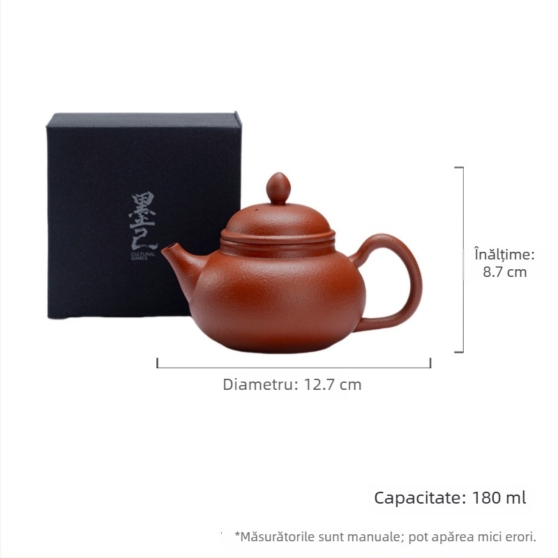 Ceainic Mo Ji din lut purpuriu cu aspect cu coajă de portocală, set Gongfu pentru ceai, formă tradițională, filtru cu bilă, pentru uz casnic