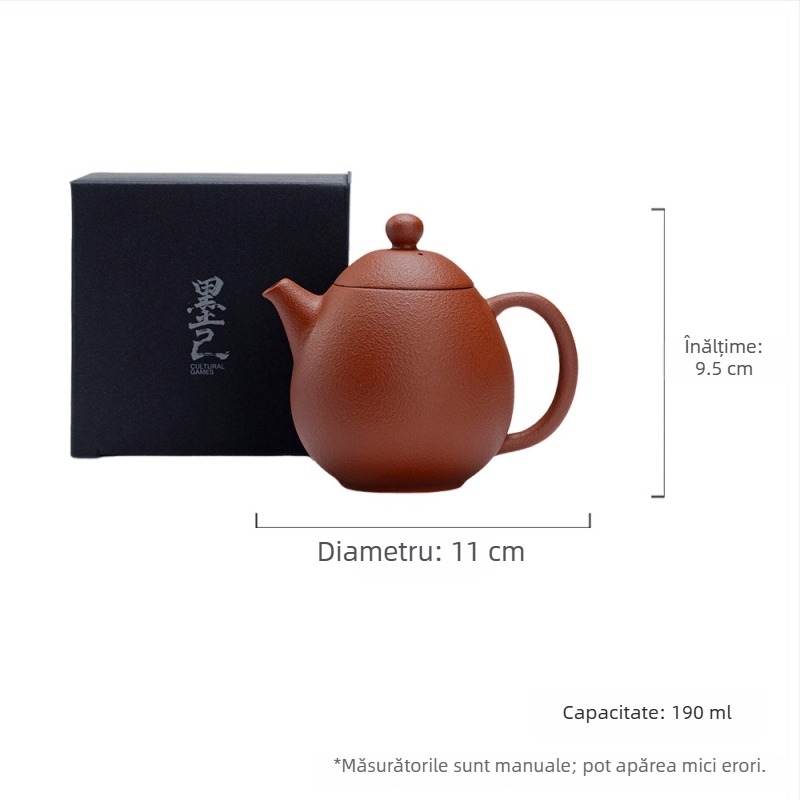 Ceainic Mo Ji din lut purpuriu cu aspect cu coajă de portocală, set Gongfu pentru ceai, formă tradițională, filtru cu bilă, pentru uz casnic