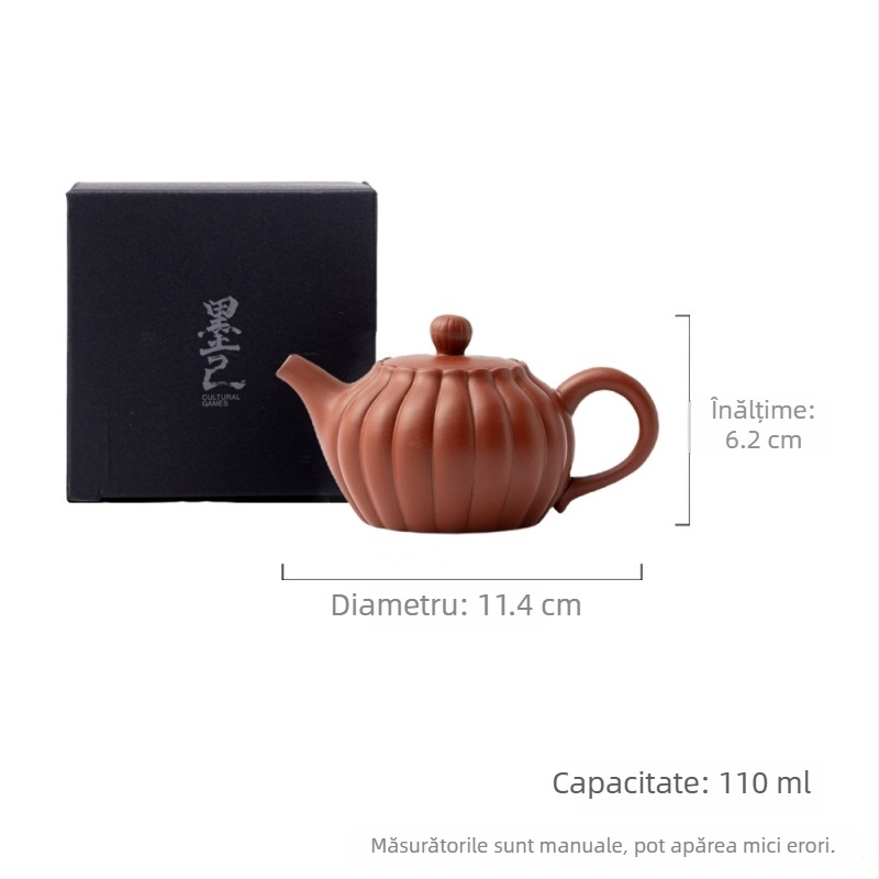 Ceainic Mo Ji din lut purpuriu cu aspect cu coajă de portocală, set Gongfu pentru ceai, formă tradițională, filtru cu bilă, pentru uz casnic