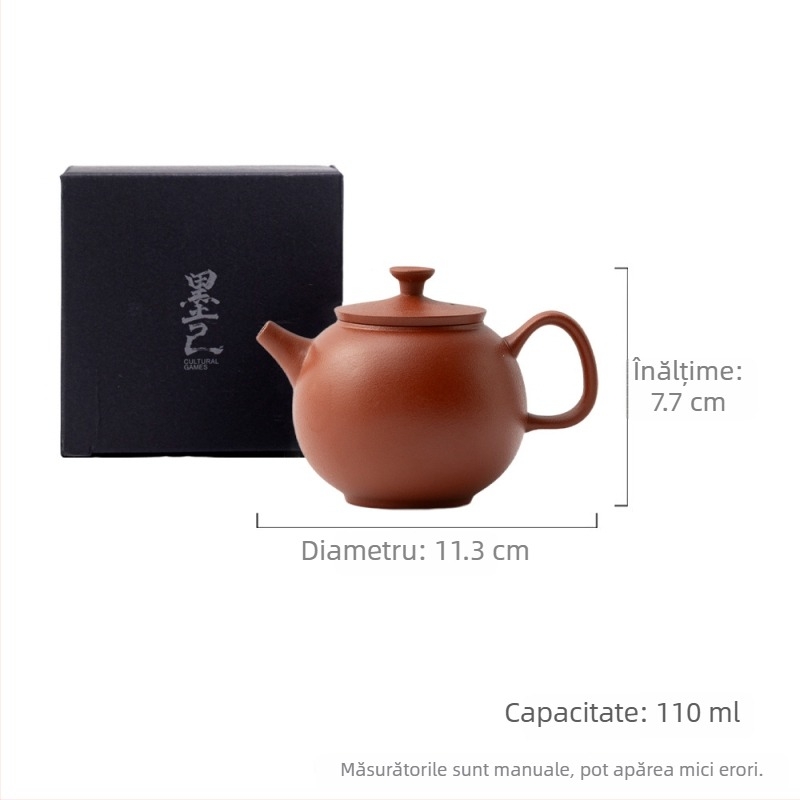 Ceainic Mo Ji din lut purpuriu cu aspect cu coajă de portocală, set Gongfu pentru ceai, formă tradițională, filtru cu bilă, pentru uz casnic