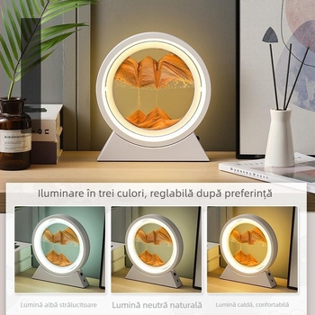 Artă cu nisip curgător, difuzor Bluetooth și lampă de birou – ornament cu clepsidră, decor modern pentru birou, cadou pentru casa nouă