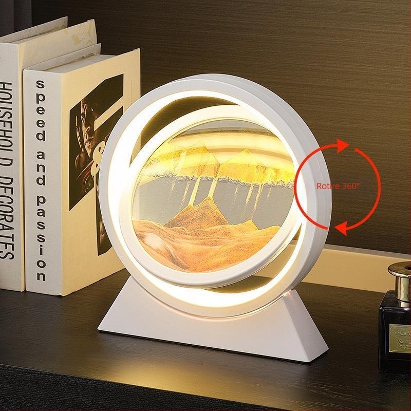 Artă cu nisip curgător, difuzor Bluetooth și lampă de birou – ornament cu clepsidră, decor modern pentru birou, cadou pentru casa nouă
