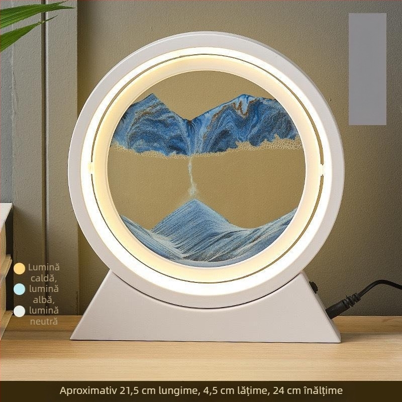 Artă cu nisip curgător, difuzor Bluetooth și lampă de birou – ornament cu clepsidră, decor modern pentru birou, cadou pentru casa nouă