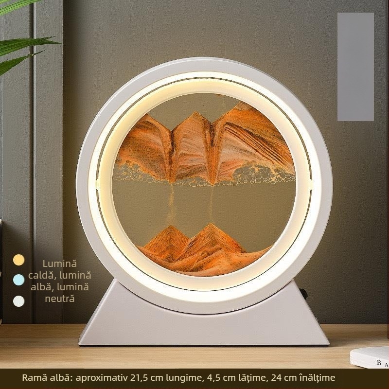 Artă cu nisip curgător, difuzor Bluetooth și lampă de birou – ornament cu clepsidră, decor modern pentru birou, cadou pentru casa nouă