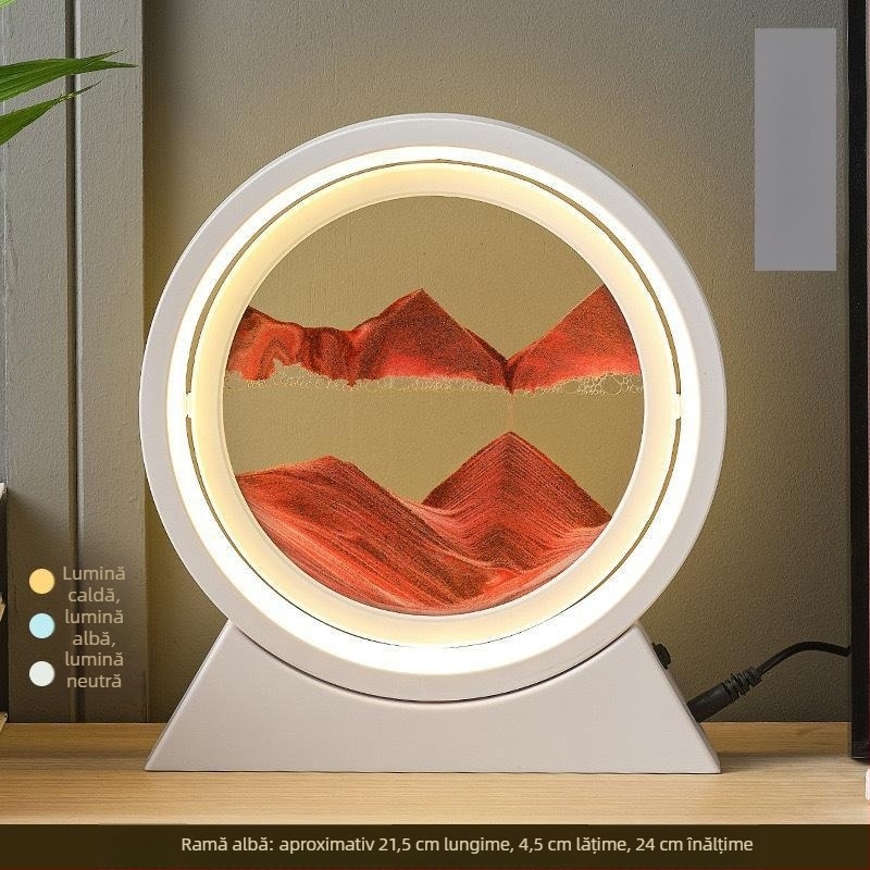 Artă cu nisip curgător, difuzor Bluetooth și lampă de birou – ornament cu clepsidră, decor modern pentru birou, cadou pentru casa nouă