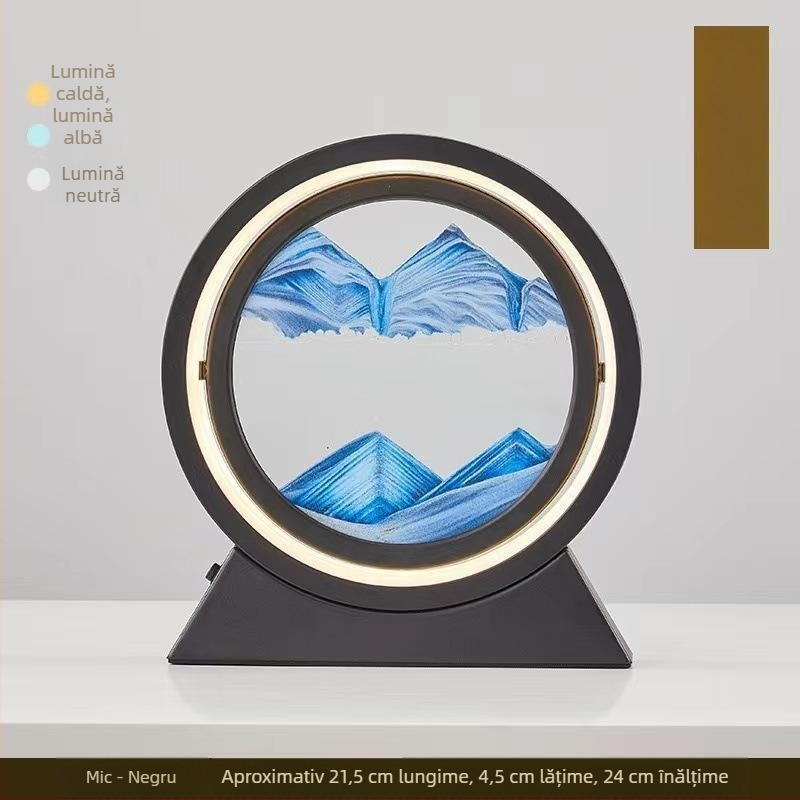 Artă cu nisip curgător, difuzor Bluetooth și lampă de birou – ornament cu clepsidră, decor modern pentru birou, cadou pentru casa nouă