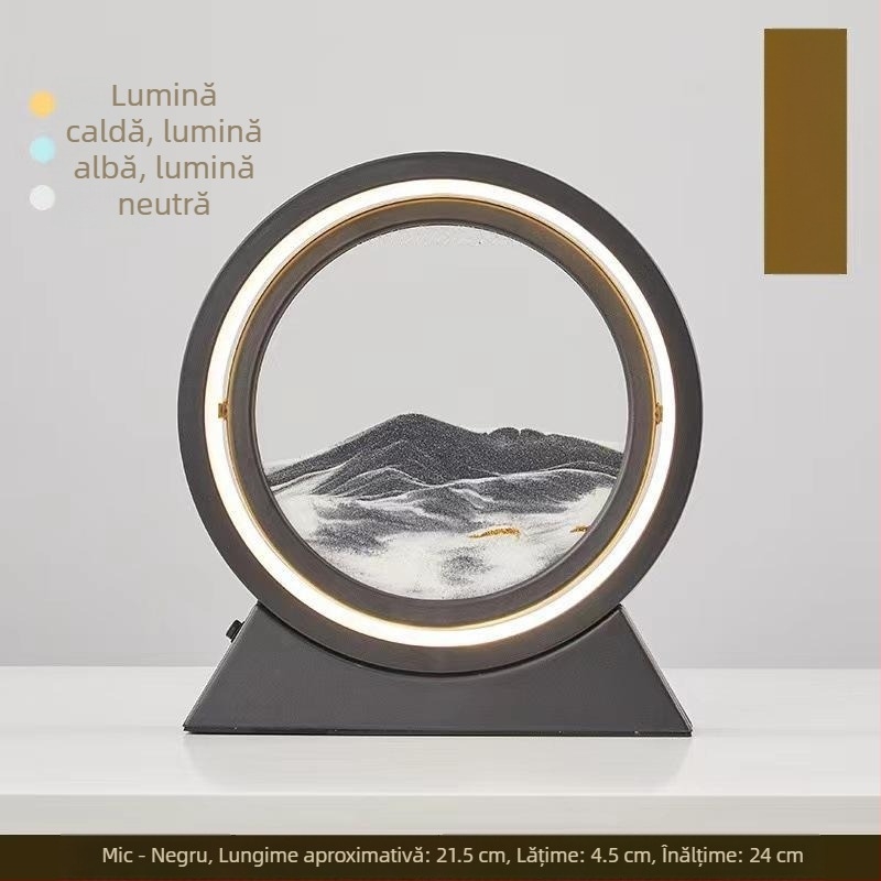 Artă cu nisip curgător, difuzor Bluetooth și lampă de birou – ornament cu clepsidră, decor modern pentru birou, cadou pentru casa nouă