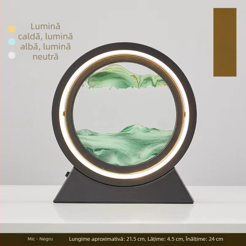 Artă cu nisip curgător, difuzor Bluetooth și lampă de birou – ornament cu clepsidră, decor modern pentru birou, cadou pentru casa nouă