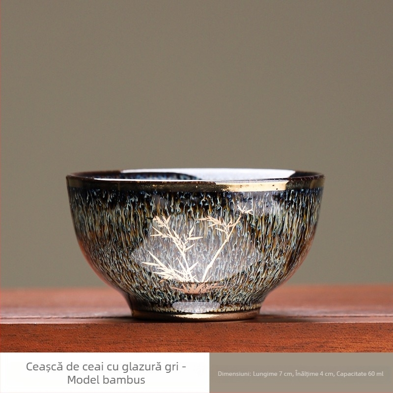 ceașcă de ceai ceramică cu orchidă aurie, mică, de înaltă calitate