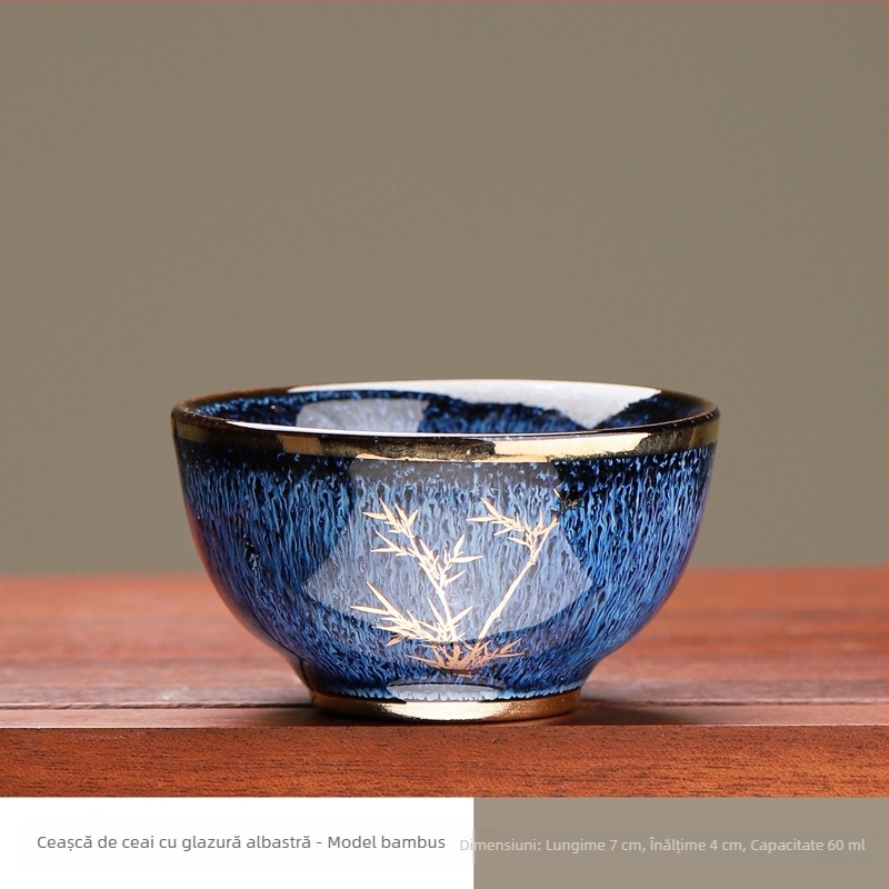 ceașcă de ceai ceramică cu orchidă aurie, mică, de înaltă calitate