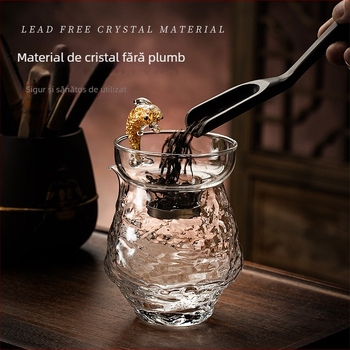 Set de ceai Kung Fu din sticlă ciocănită, cu filtru de ceai și ceainic, stil japonez, capacitate mare