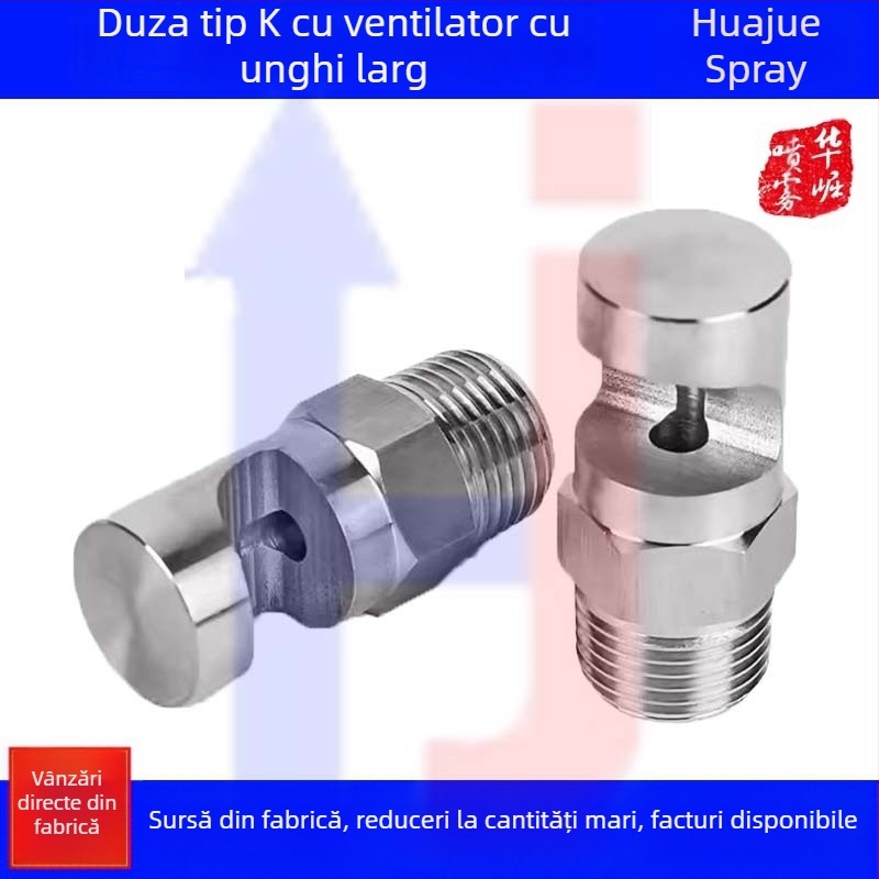 Duza de pulverizare din oțel inoxidabil, cu unghi larg, tip K, pentru răcire industrială și reducerea prafului, filet exterior