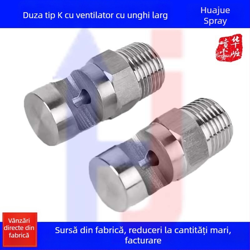 Duza de pulverizare din oțel inoxidabil, cu unghi larg, tip K, pentru răcire industrială și reducerea prafului, filet exterior