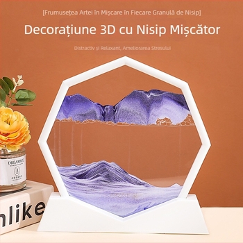 Pictură 3D cu nisip curgător și clepsidră — decor pentru casă, peisaj, cadou artizanal