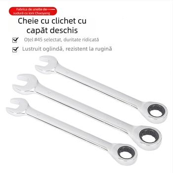 Cheie cu clichet industrial, deschidere deschisă, cu utilizare dublă, cheie cu șase colțuri, instrument pentru reparații auto, oțel cu carbon înalt
