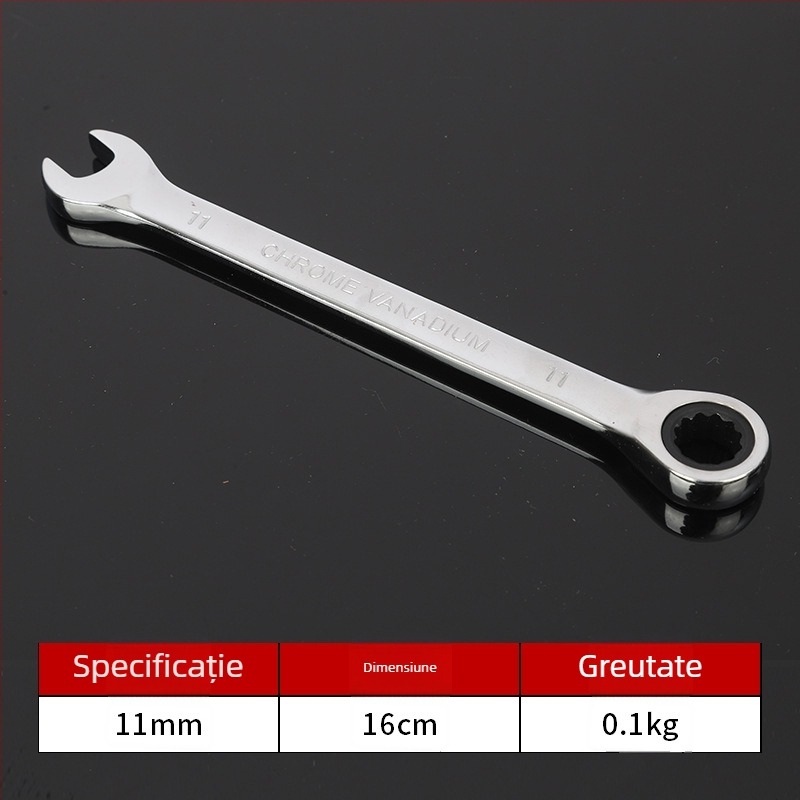 Cheie cu clichet industrial, deschidere deschisă, cu utilizare dublă, cheie cu șase colțuri, instrument pentru reparații auto, oțel cu carbon înalt