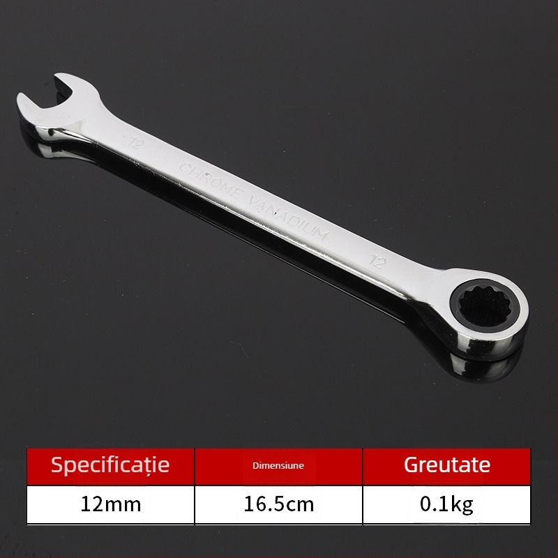 Cheie cu clichet industrial, deschidere deschisă, cu utilizare dublă, cheie cu șase colțuri, instrument pentru reparații auto, oțel cu carbon înalt