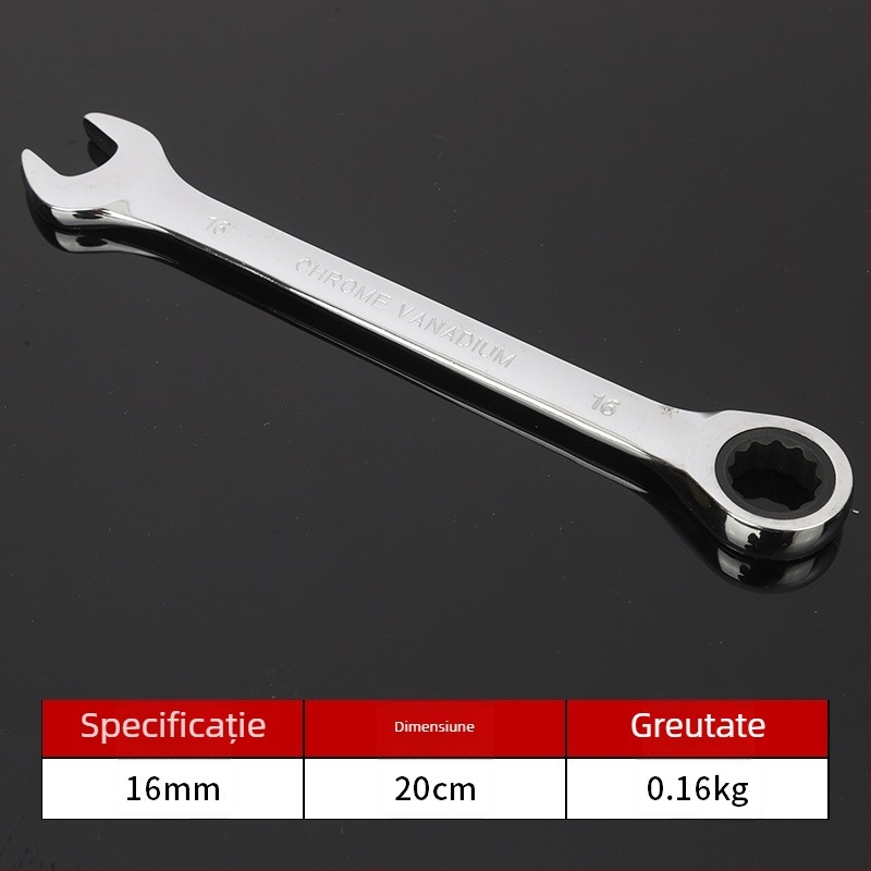 Cheie cu clichet industrial, deschidere deschisă, cu utilizare dublă, cheie cu șase colțuri, instrument pentru reparații auto, oțel cu carbon înalt