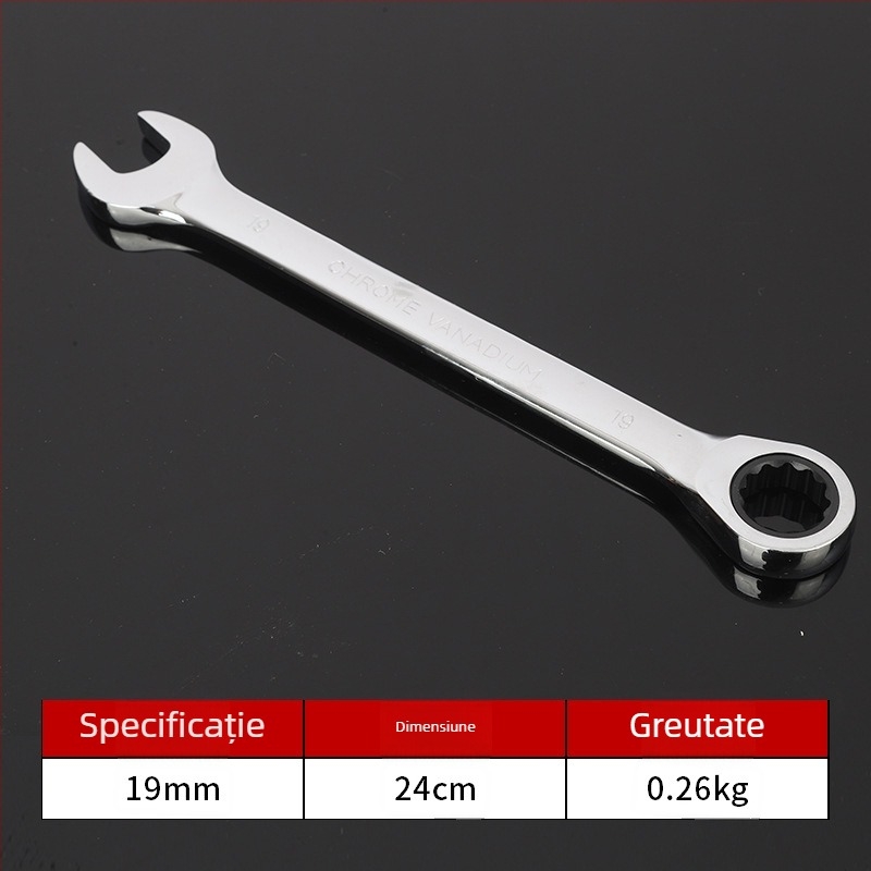 Cheie cu clichet industrial, deschidere deschisă, cu utilizare dublă, cheie cu șase colțuri, instrument pentru reparații auto, oțel cu carbon înalt