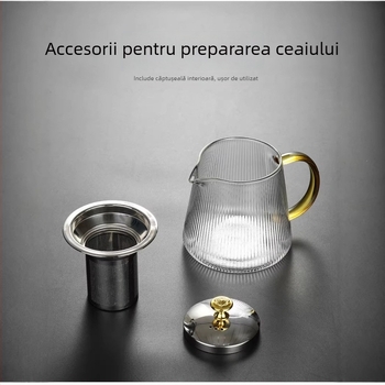Ceainic de sticlă pentru uz casnic, corp îngroșat, rezistent la căldură și șocuri, capacitate mare pentru ceaiuri cu flori și plante