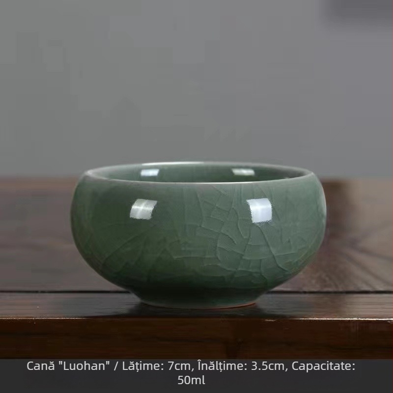Ceașcă de ceai Ru Kiln, Ge Kiln cu glazură crăpată, ceramică, pentru casă și birou, mică ceașcă pentru degustare de ceai