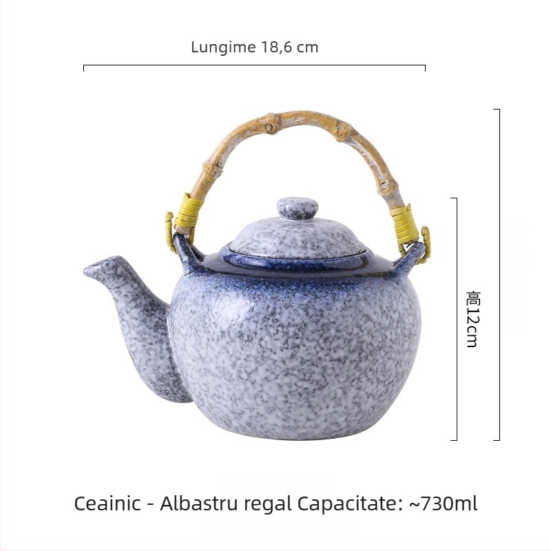 Set ceramic de ceainic în stil japonez pentru uz casnic, set Kung Fu de ceai cu mâner, ceramică brută pentru prepararea ceaiului, set ceainic și căni