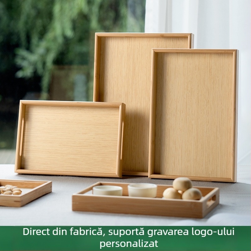 Tavă dreptunghiulară din bambus pentru servirea ceaiului, a pâinii și a legumelor; stil japonez, cameră de ceai, utilizare casnică.