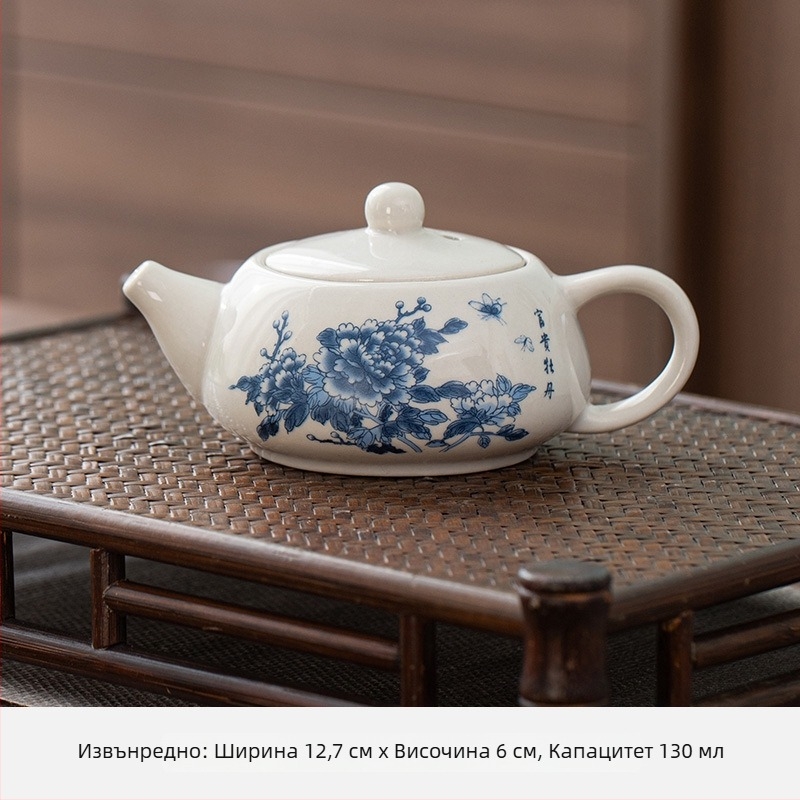 Ceainic ceramic cu filtru, făcut manual, porțelan gri-alb, mai multe dimensiuni pentru prepararea ceaiului acasă