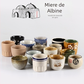 Ceașcă de ceai ceramică, stil retro, teracotă, mică pentru uz casnic