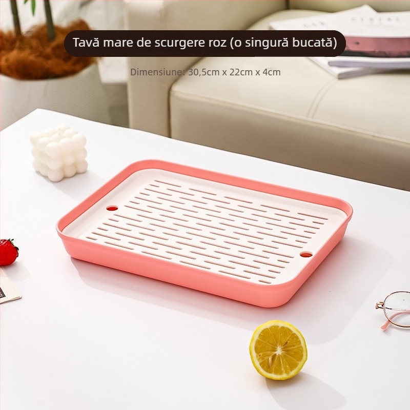 Tavă de ceai pentru casă – design modern, lux ușor, cu drenaj, mic set pentru ceai, stil minimalist chinezo-nordic pentru sufragerie și bucătărie
