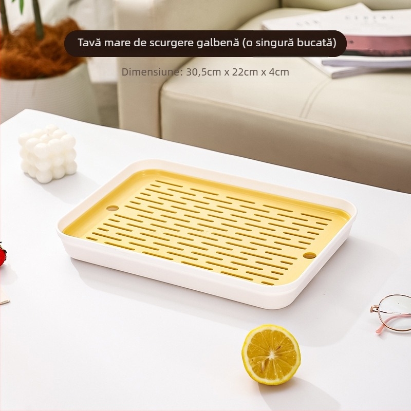 Tavă de ceai pentru casă – design modern, lux ușor, cu drenaj, mic set pentru ceai, stil minimalist chinezo-nordic pentru sufragerie și bucătărie