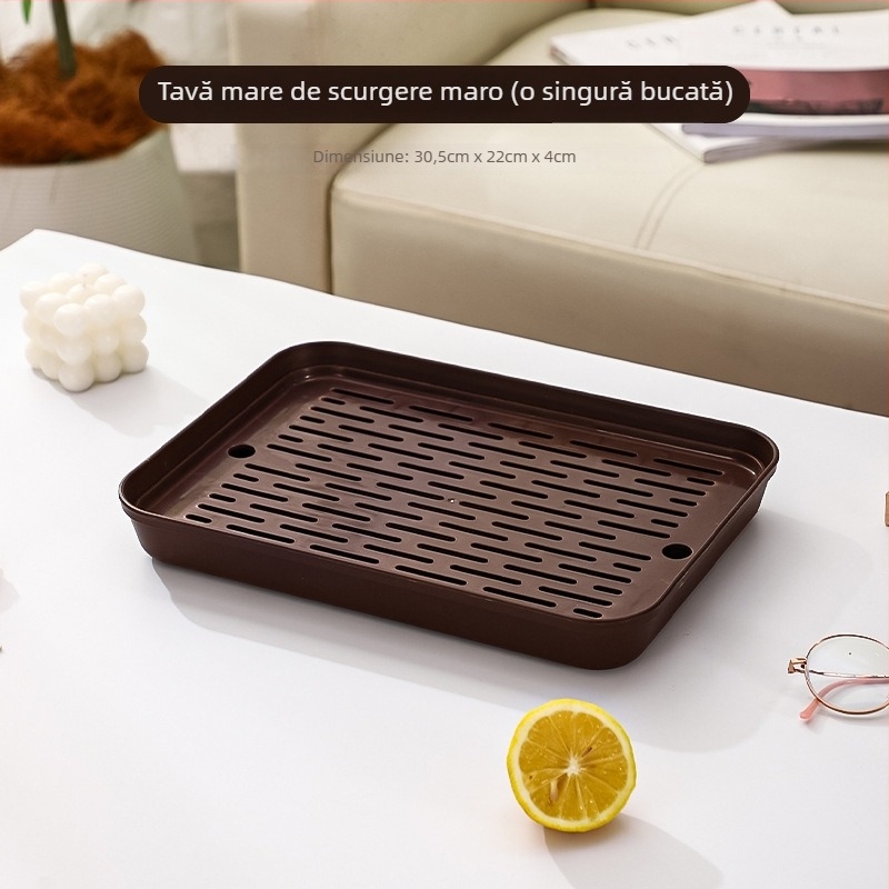 Tavă de ceai pentru casă – design modern, lux ușor, cu drenaj, mic set pentru ceai, stil minimalist chinezo-nordic pentru sufragerie și bucătărie