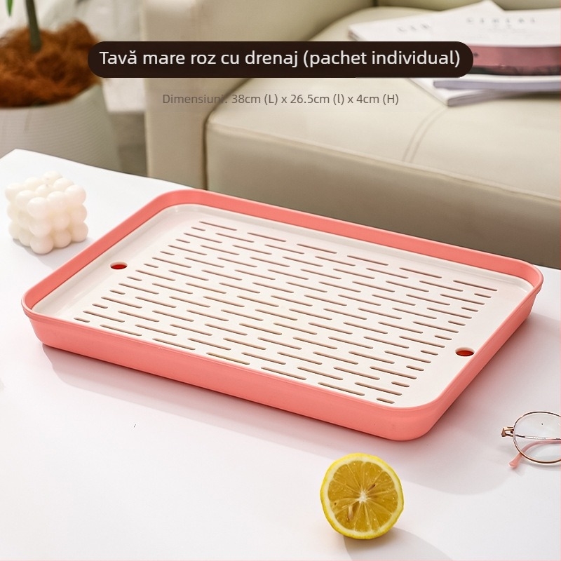 Tavă de ceai pentru casă – design modern, lux ușor, cu drenaj, mic set pentru ceai, stil minimalist chinezo-nordic pentru sufragerie și bucătărie