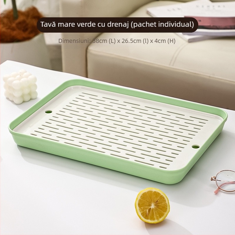 Tavă de ceai pentru casă – design modern, lux ușor, cu drenaj, mic set pentru ceai, stil minimalist chinezo-nordic pentru sufragerie și bucătărie