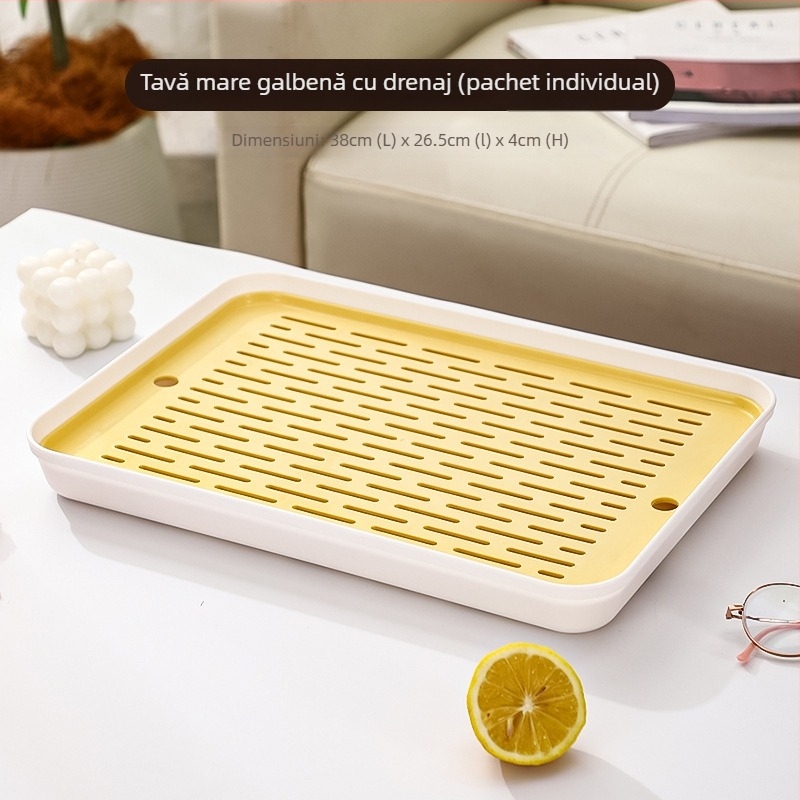 Tavă de ceai pentru casă – design modern, lux ușor, cu drenaj, mic set pentru ceai, stil minimalist chinezo-nordic pentru sufragerie și bucătărie