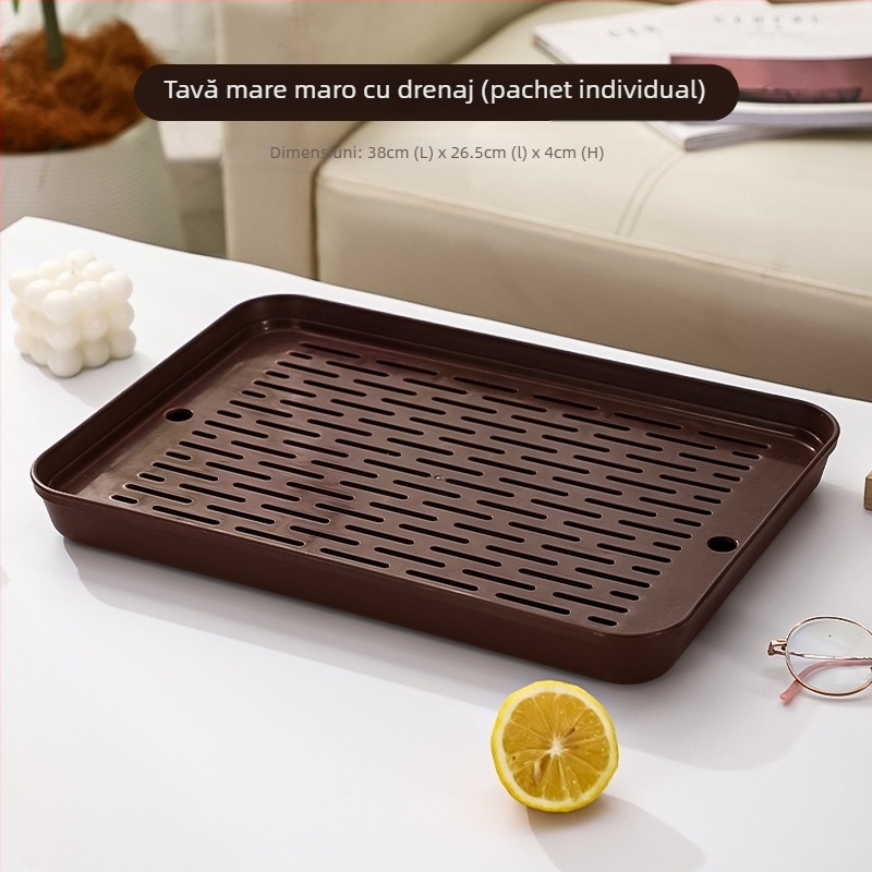 Tavă de ceai pentru casă – design modern, lux ușor, cu drenaj, mic set pentru ceai, stil minimalist chinezo-nordic pentru sufragerie și bucătărie