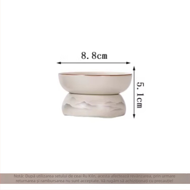 Ceainic ceramic cu motiv munte și apă, set de ceai cu cești și bol, stil modern minimalist, lux discret