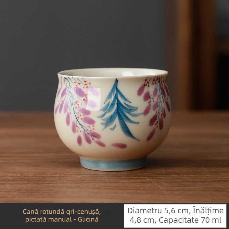 Ceașcă de ceai din ceramică, pictată manual, cu culoare sub glazură, stil vintage, mică capacitate, pentru uz personal