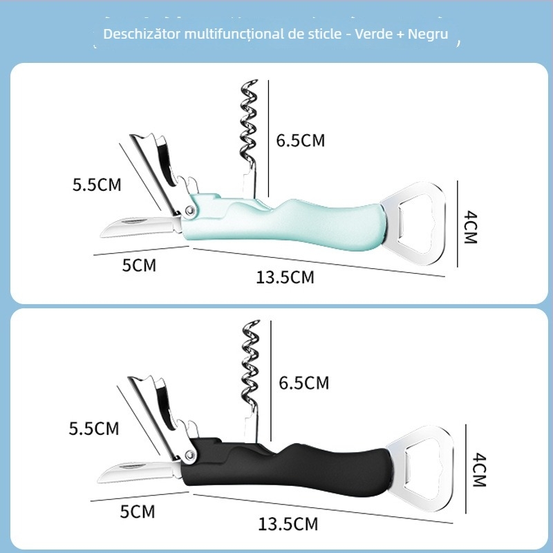 Deschizător de sticle multifuncțional pentru uz casnic – deschizător pentru bere, vin roșu și alb, deschizător de conserve, design creativ