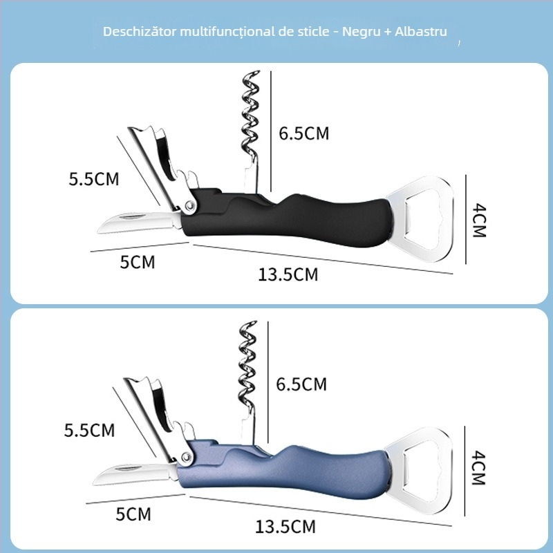 Deschizător de sticle multifuncțional pentru uz casnic – deschizător pentru bere, vin roșu și alb, deschizător de conserve, design creativ