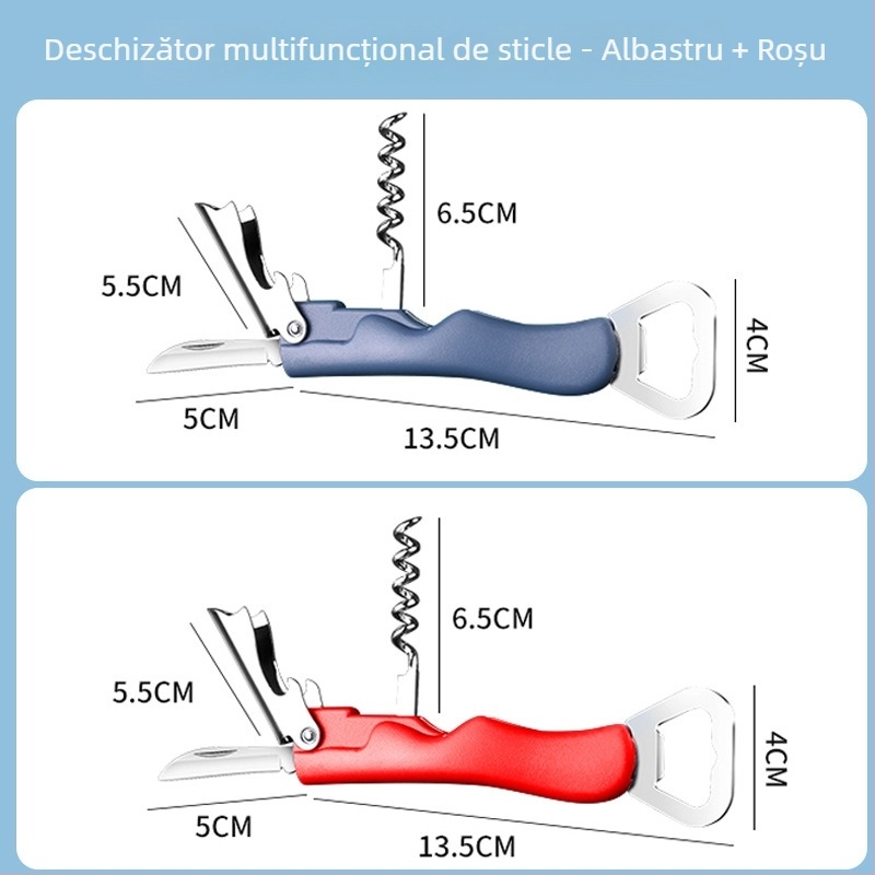 Deschizător de sticle multifuncțional pentru uz casnic – deschizător pentru bere, vin roșu și alb, deschizător de conserve, design creativ