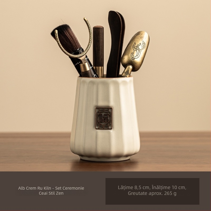 Set Ceremonia Ceaiului Six Gentlemen — Accesorii ceramice pentru ceai: sticlă, clips de ceai, lingură de ceai, cuțit de ceai, stilou pentru îngrijirea ceainicului